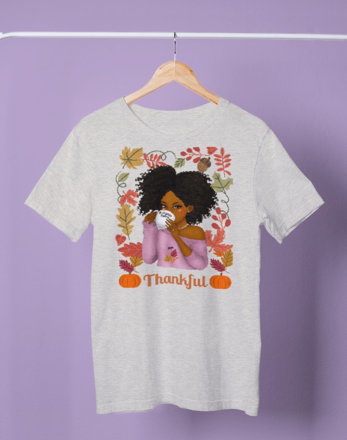 Thanksgiving Themed Girl with Afro Tee