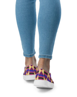 Purple, Blue and Tan African Print Women’s slip-on canvas shoes