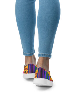 Yellow, Blue and Brown African Print Women’s slip-on canvas shoes