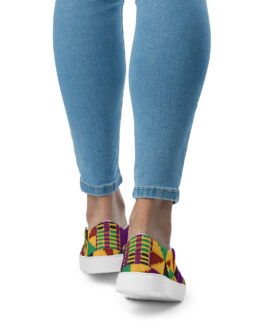 Purple, Yellow and Green African Print Women’s slip-on canvas shoes