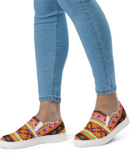 Orange, Yellow and Green African Print Women’s slip-on canvas shoes